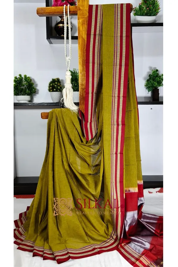Ilkal_Mercerised_Cotton_Plain_Saree_SKL3081