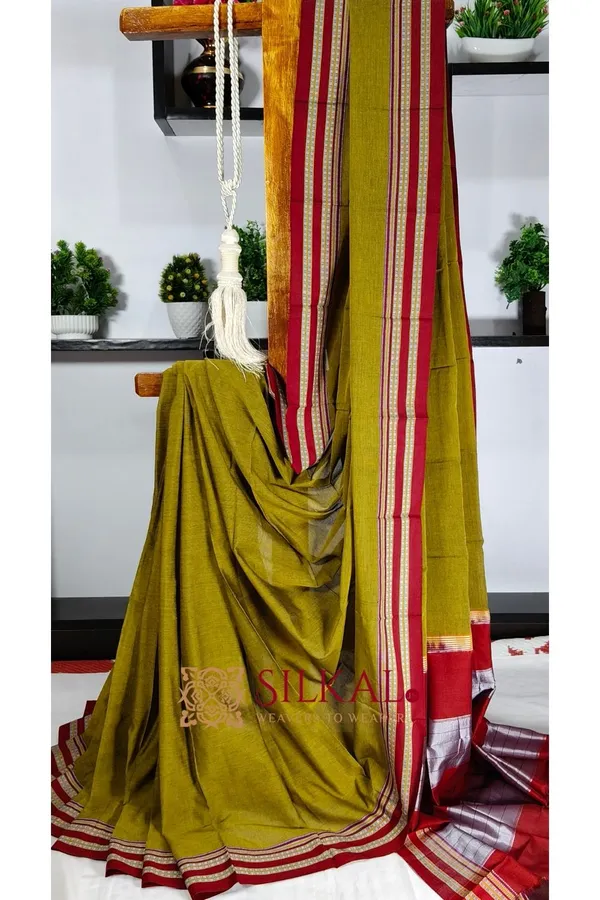 Ilkal_Mercerised_Cotton_Plain_Saree_SKL3081