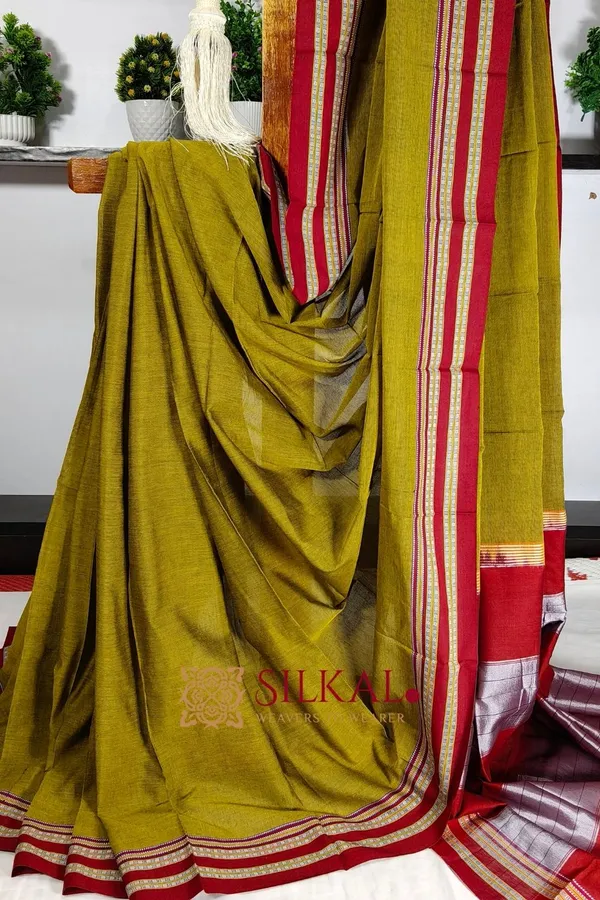 Ilkal_Mercerised_Cotton_Plain_Saree_SKL3081