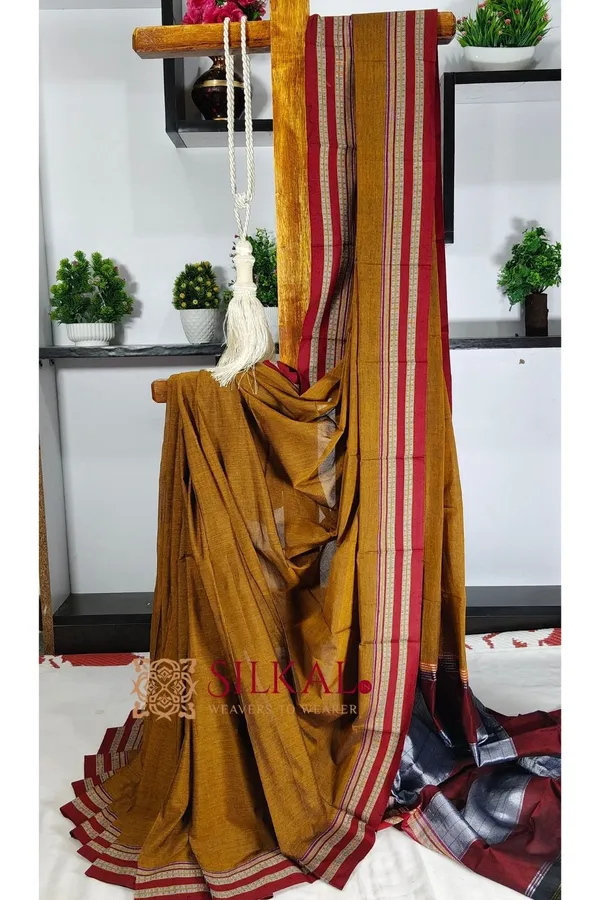 Ilkal_Mercerised_Cotton_Plain_Saree_SKL3082