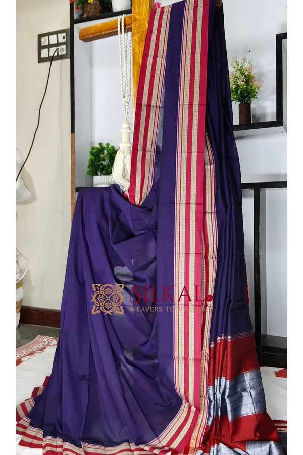Ilkal_Mercerised_Cotton_Plain_Saree_SKL3089