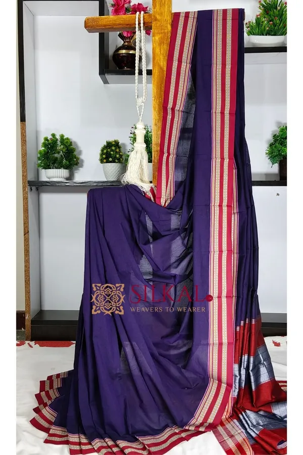 Ilkal_Mercerised_Cotton_Plain_Saree_SKL3089