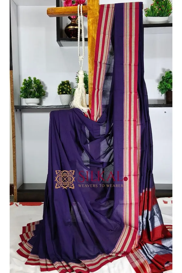 Ilkal_Mercerised_Cotton_Plain_Saree_SKL3089