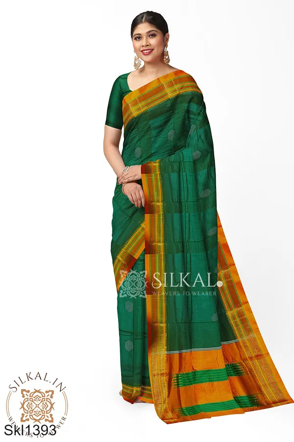 Ilkal_Mercerized_Sonamati_Cotton_Butta_Saree_SKL3055