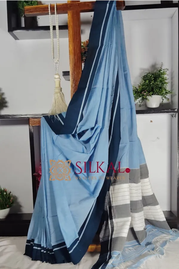 Ilkal_Patteda_Anchu_Pure_Cotton__Plain_Border_Saree_SKL_1950