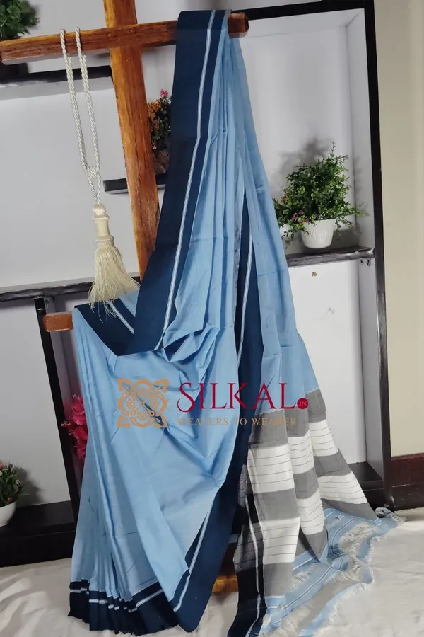 Ilkal_Patteda_Anchu_Pure_Cotton__Plain_Border_Saree_SKL_1950