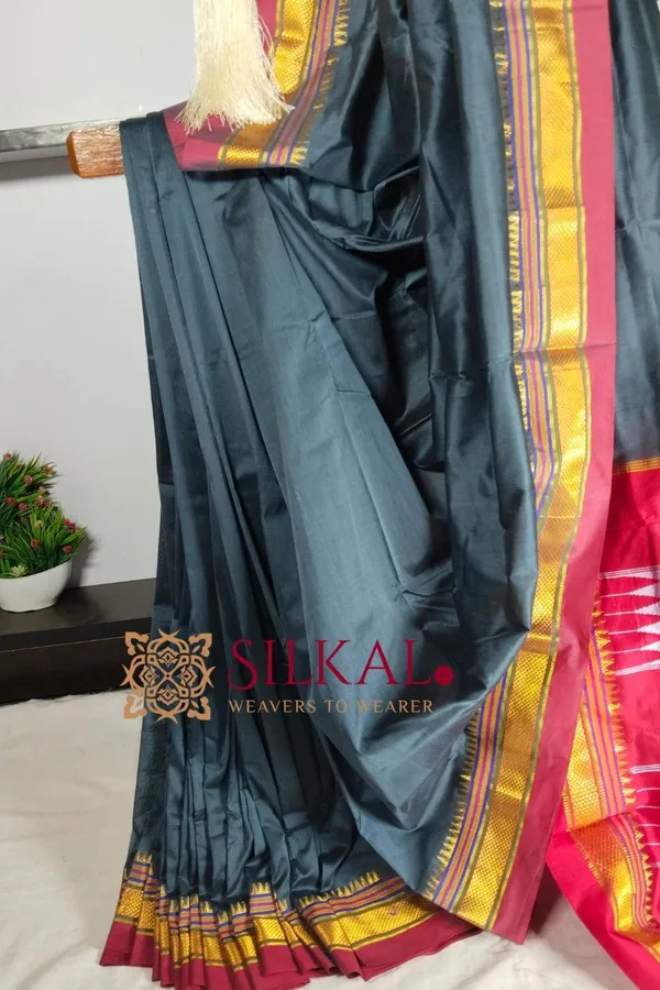 Ilkal_Plain_Mercerised_Silk_Saree_Saree_Code-_SKL1833