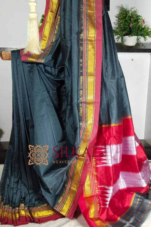 Ilkal_Plain_Mercerised_Silk_Saree_Saree_Code-_SKL1833