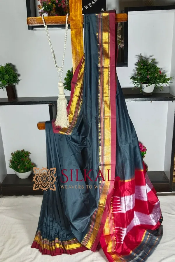 Ilkal_Plain_Mercerised_Silk_Saree_Saree_Code-_SKL1833