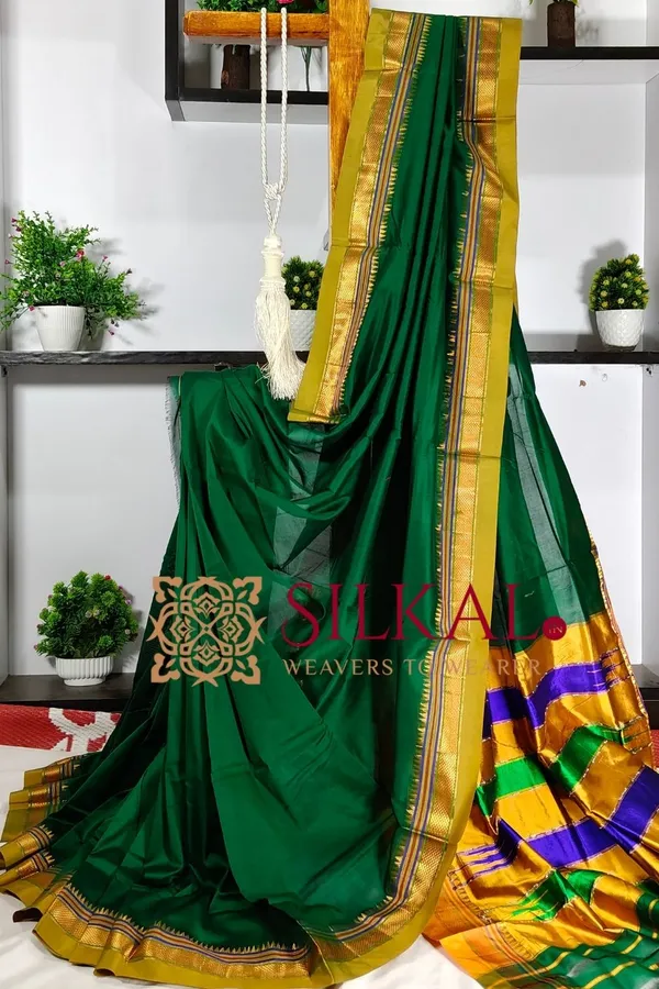 Ilkal_Plain_Mercerized_Silk_Saree_Saree_Code-_SKL3073