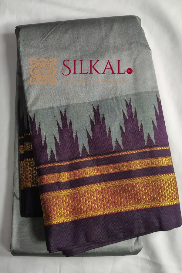 Ilkal_Poly_Cotton_Temple_Gadwal_Plain_Saree_SKL3004