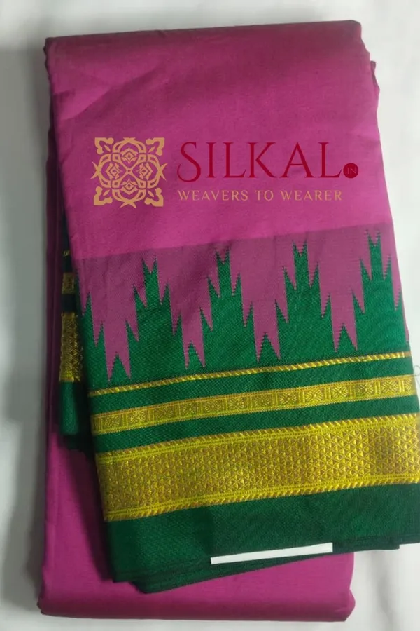 Ilkal_Poly_Cotton_Temple_Gadwal_Plain_Saree_SKL3006