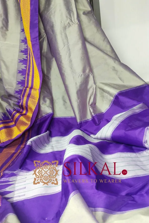 Ilkal_Poly_Cotton_Temple_Gadwal_Plain_Saree_SKL3010