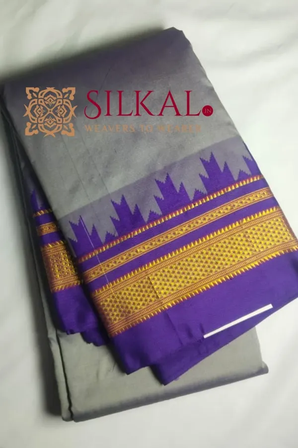 Ilkal_Poly_Cotton_Temple_Gadwal_Plain_Saree_SKL3010