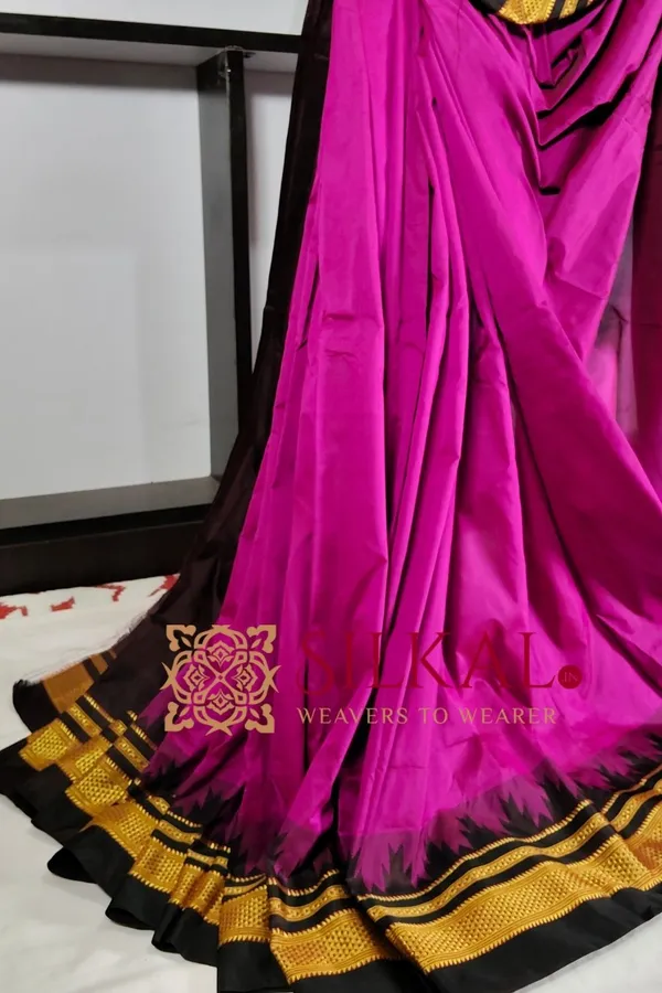 Ilkal_Poly_Cotton_Temple_Gadwal_Plain_Saree_SKL3011