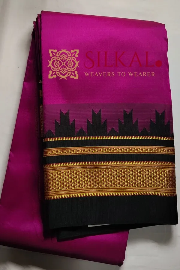 Ilkal_Poly_Cotton_Temple_Gadwal_Plain_Saree_SKL3011