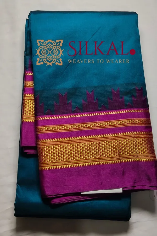 Ilkal_Poly_Cotton_Temple_Gadwal_Plain_Saree_SKL3016