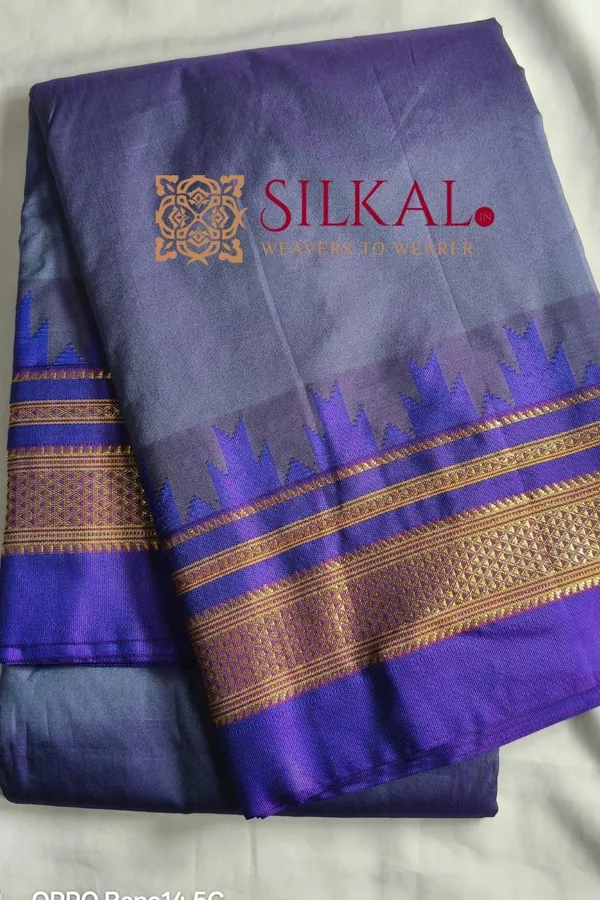 Ilkal_Poly_Cotton_Temple_Gadwal_Plain_Saree_SKL3018