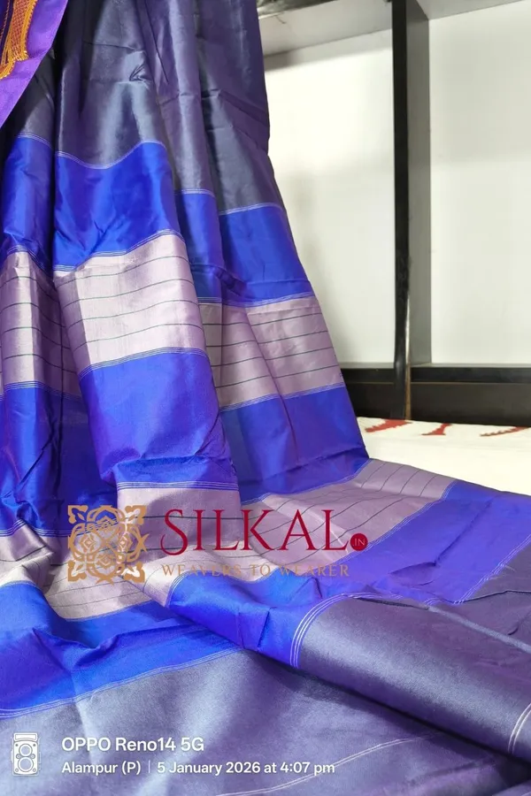 Ilkal_Poly_Cotton_Temple_Gadwal_Plain_Saree_SKL3018