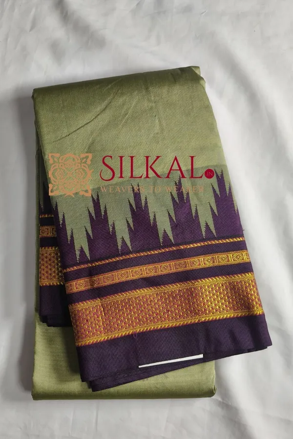 Ilkal_Poly_Cotton_Temple_Gadwal_Plain_Saree_SKL3020