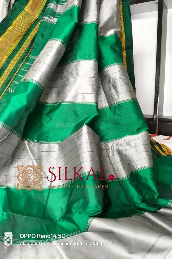 Ilkal_Poly_Cotton_Temple_Gadwal_Plain_Saree_SKL3022