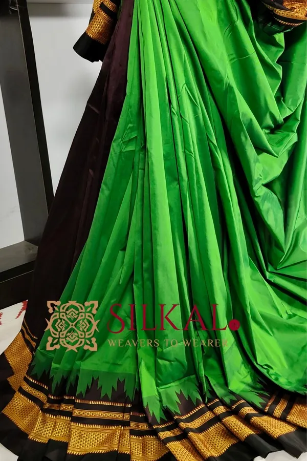 Ilkal_Poly_Cotton_Temple_Gadwal_Plain_Saree_SKL3026