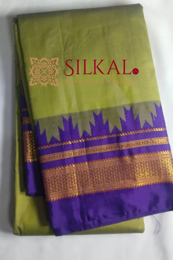 Ilkal_Poly_Cotton_Temple_Gadwal_Plain_Saree_SKL3027