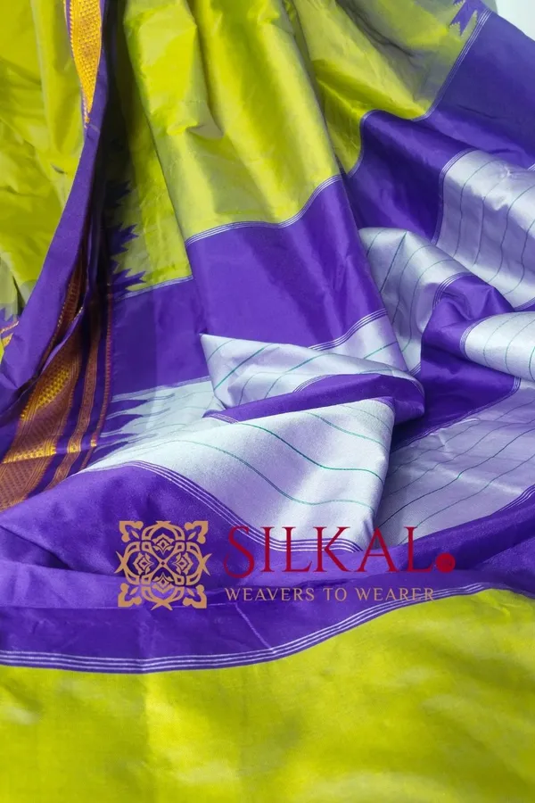 Ilkal_Poly_Cotton_Temple_Gadwal_Plain_Saree_SKL3027