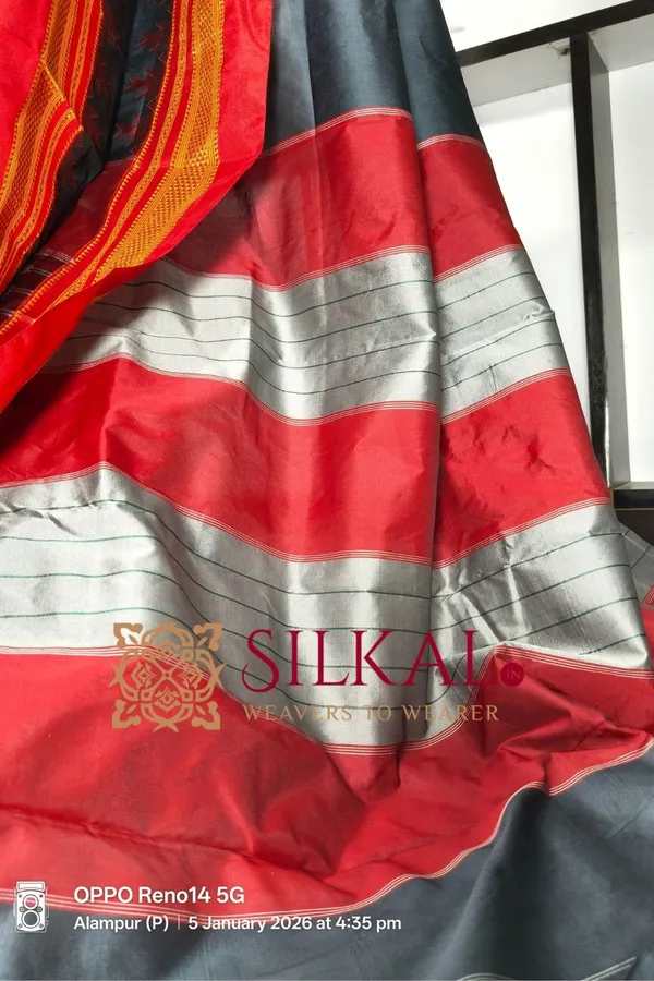 Ilkal_Poly_Cotton_Temple_Gadwal_Plain_Saree_SKL_3035
