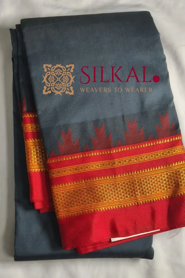 Ilkal_Poly_Cotton_Temple_Gadwal_Plain_Saree_SKL_3035