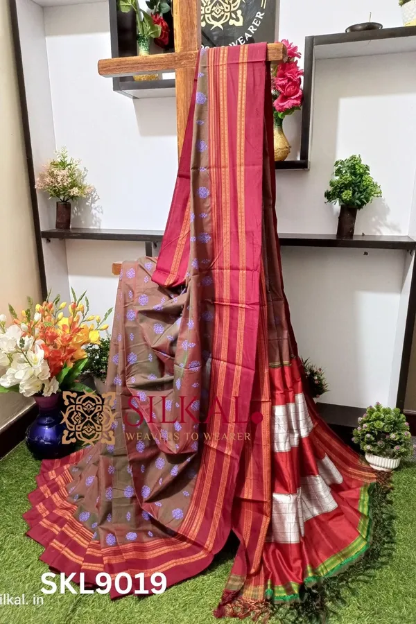 Ilkal_Print_Viscose_Silk_Gayatri_Border_Saree_Saree_Code-_SKL1876