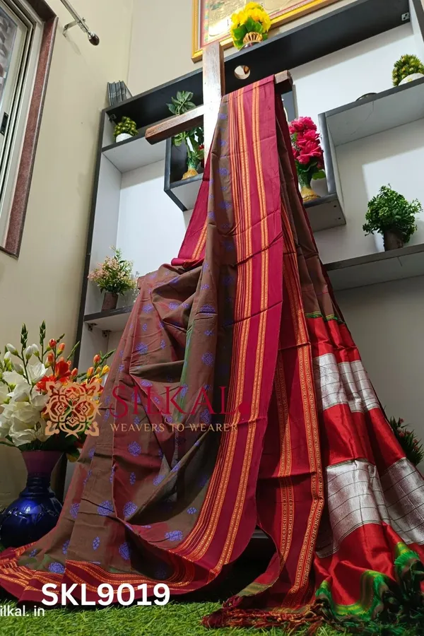 Ilkal_Print_Viscose_Silk_Gayatri_Border_Saree_Saree_Code-_SKL1876
