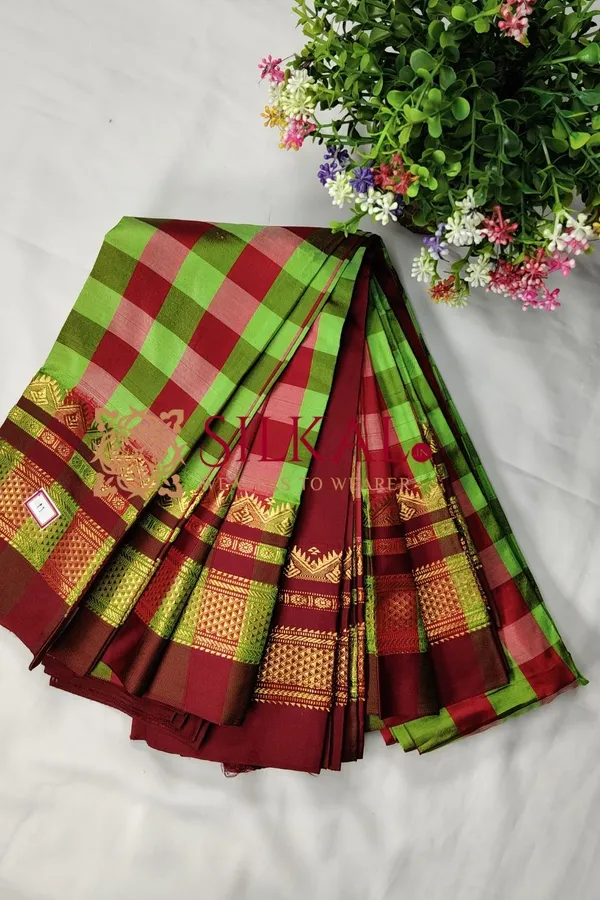 Ilkal_Pure_Silk_Big_Checks_Saree_SKL03733