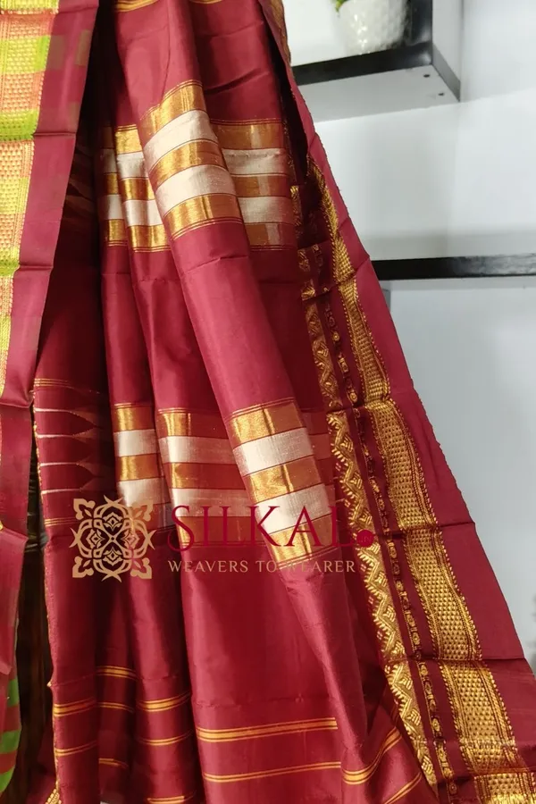 Ilkal_Pure_Silk_Big_Checks_Saree_SKL03733