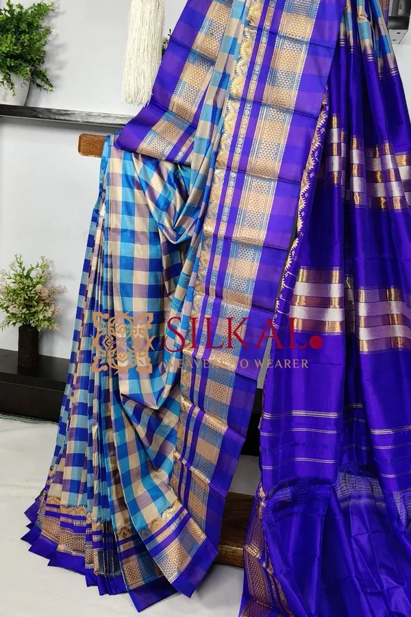 Ilkal_Pure_Silk_Big_Checks_Saree_SKL03736