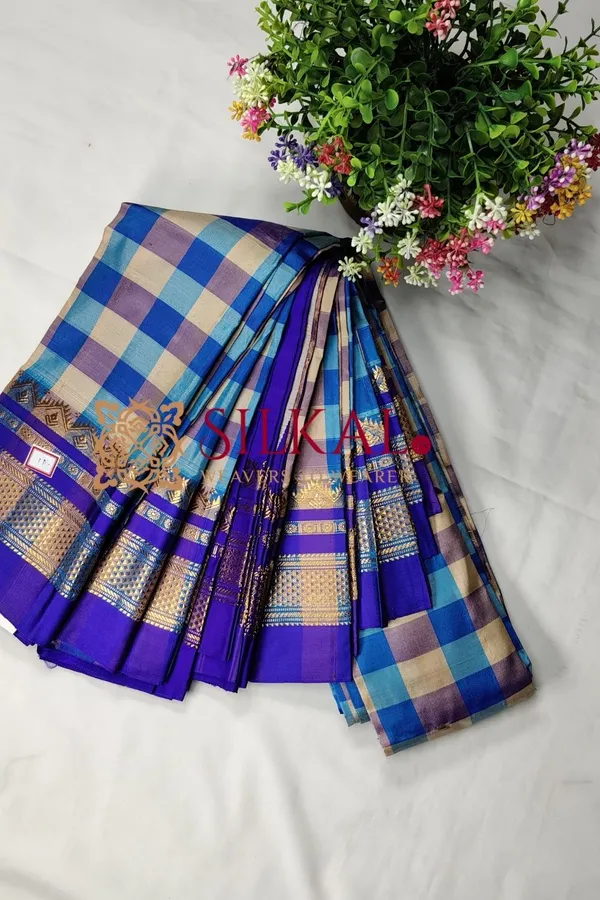 Ilkal_Pure_Silk_Big_Checks_Saree_SKL03736