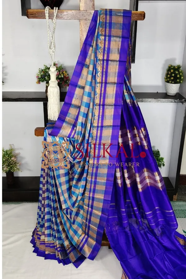 Ilkal_Pure_Silk_Big_Checks_Saree_SKL03736