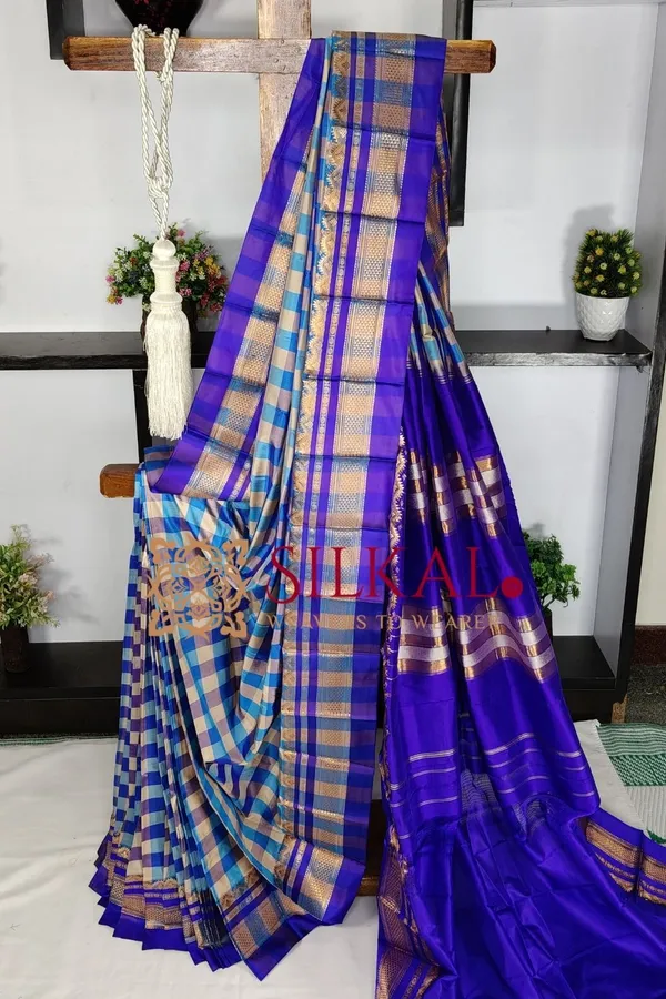Ilkal_Pure_Silk_Big_Checks_Saree_SKL03736