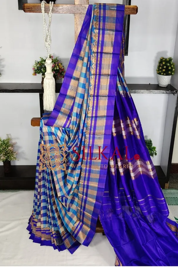 Ilkal_Pure_Silk_Big_Checks_Saree_SKL03736