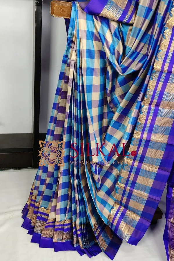 Ilkal_Pure_Silk_Big_Checks_Saree_SKL03736