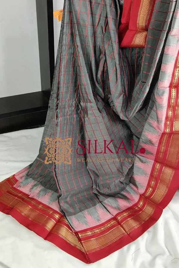 Ilkal_Pure_Silk_Handloom_Chaduranga_Saree_SKL03705
