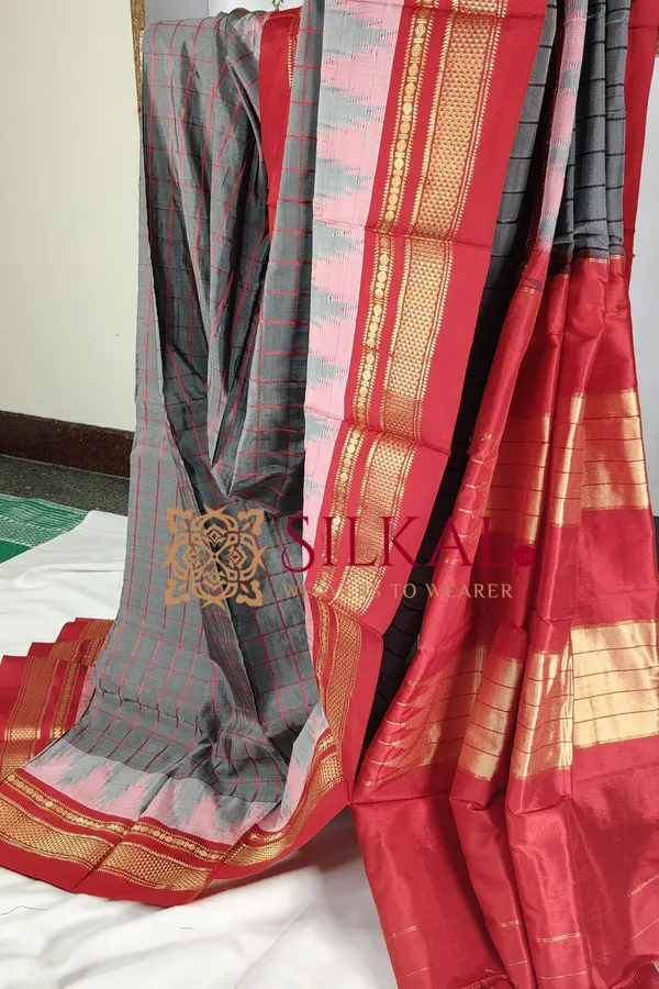 Ilkal_Pure_Silk_Handloom_Chaduranga_Saree_SKL03705