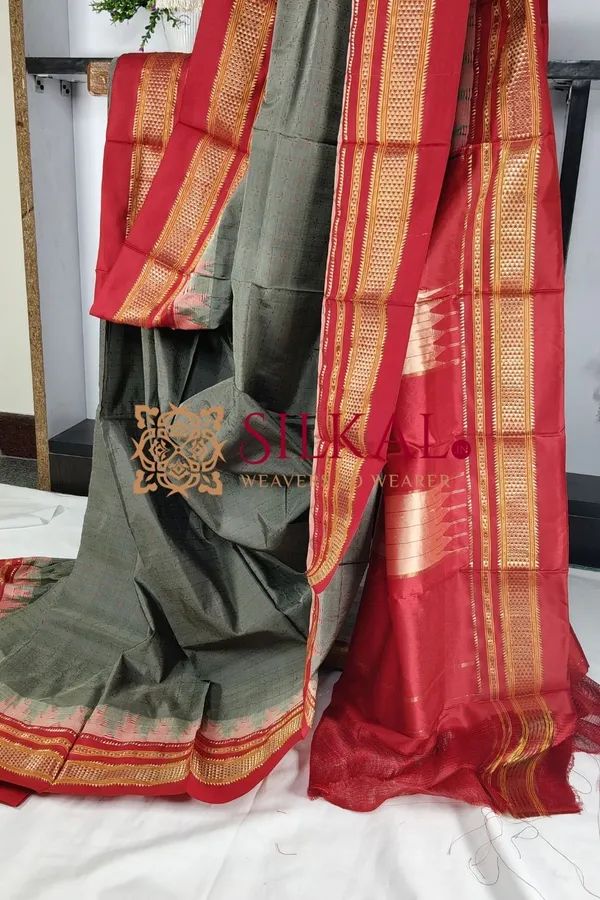 Ilkal_Pure_Silk_Handloom_Chaduranga_Saree_SKL03708