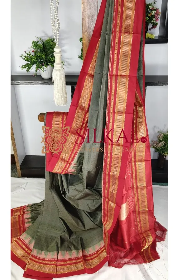 Ilkal_Pure_Silk_Handloom_Chaduranga_Saree_SKL03708
