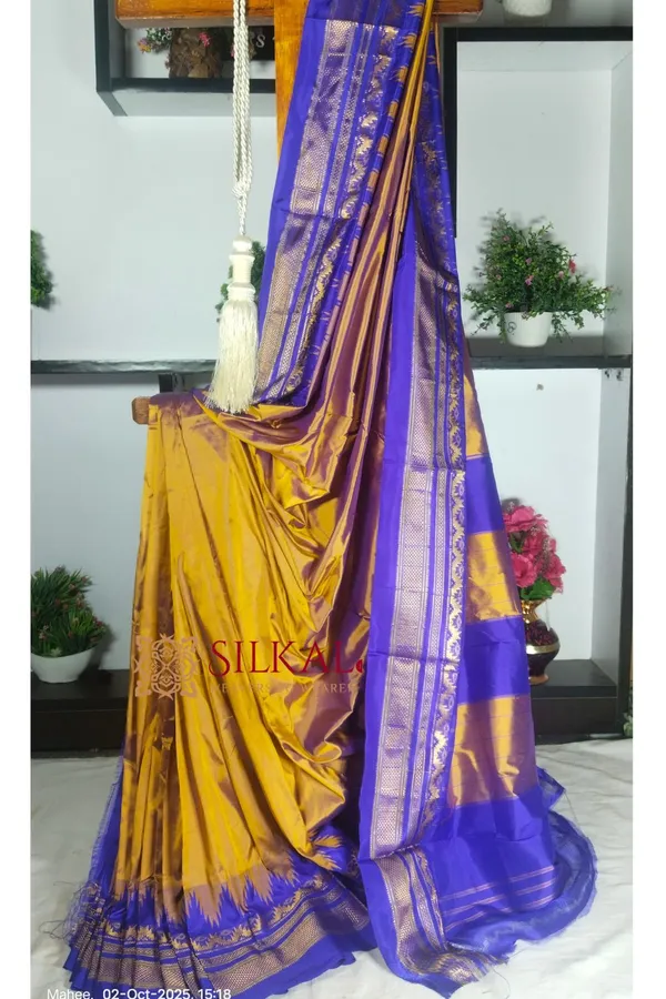 Ilkal_Pure_Silk_Jari_Temple_Plain_Saree_Saree_Code-_SKL1816