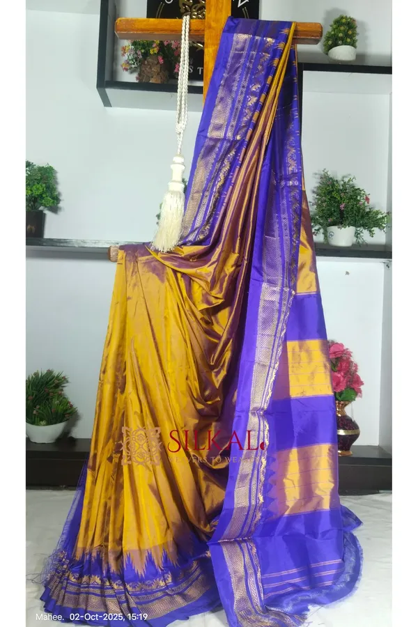 Ilkal_Pure_Silk_Jari_Temple_Plain_Saree_Saree_Code-_SKL1816