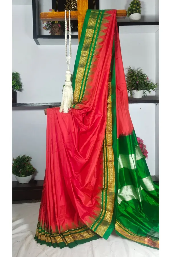 Ilkal_Pure_Silk_Jari_Temple_Plain_Saree_Code-_SKL1818