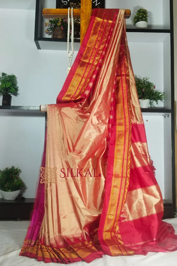 Ilkal_Pure_Silk_Jari_Temple_Plain_Saree_Saree_Code-_SKL1817