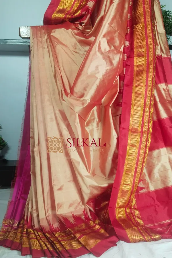 Ilkal_Pure_Silk_Jari_Temple_Plain_Saree_Saree_Code-_SKL1817