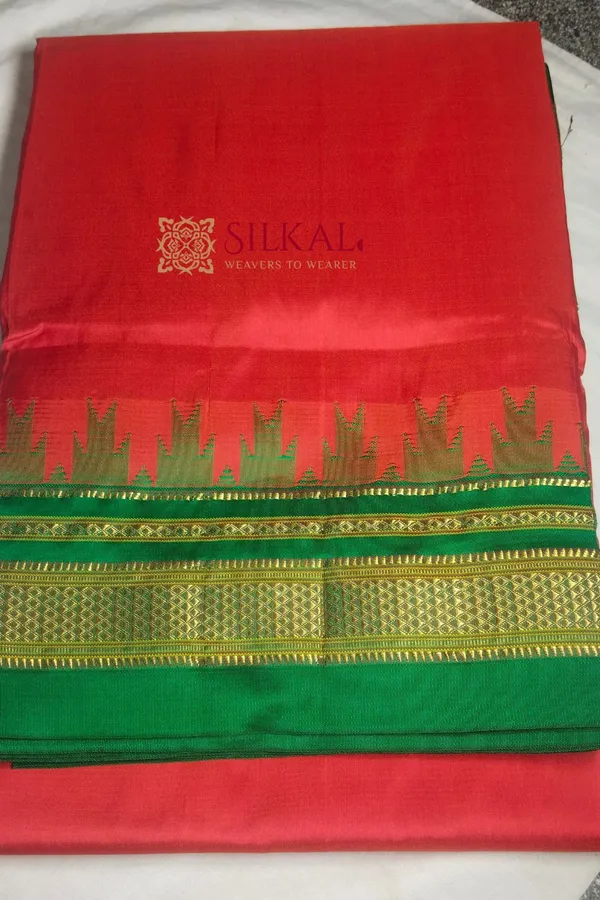 Ilkal_Pure_Silk_Jari_Temple_Plain_Saree_Code-_SKL1818